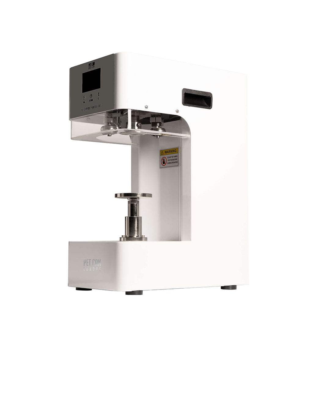 Automatic PET can sealer in white, side view