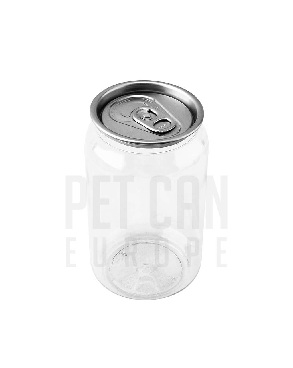 Transparent 330 ml PET can seen from above