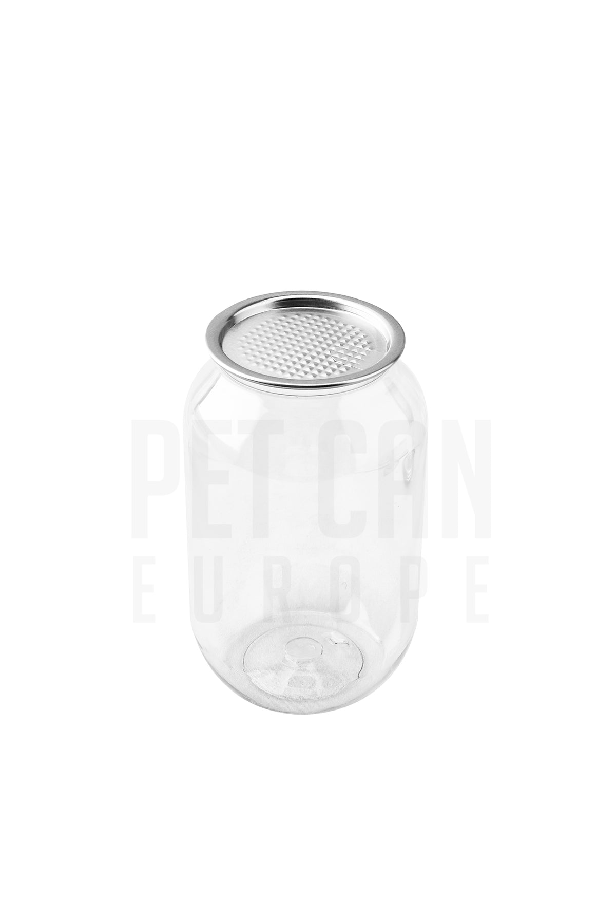 Transparent 500 ml PET can with the lid placed on top
