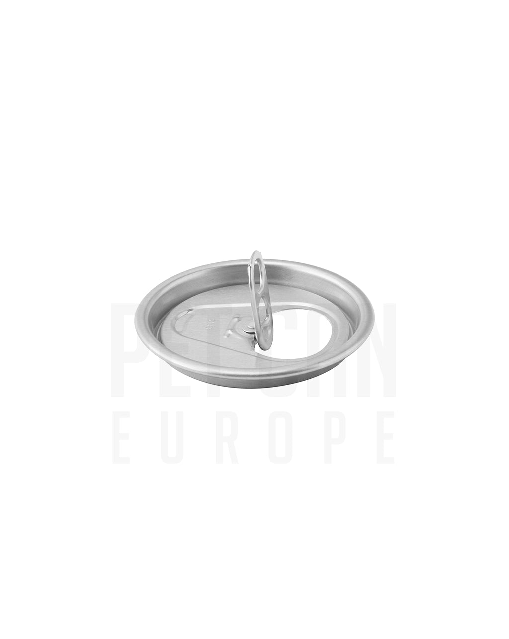 55 mm silver aluminium ring-pull lid, opened