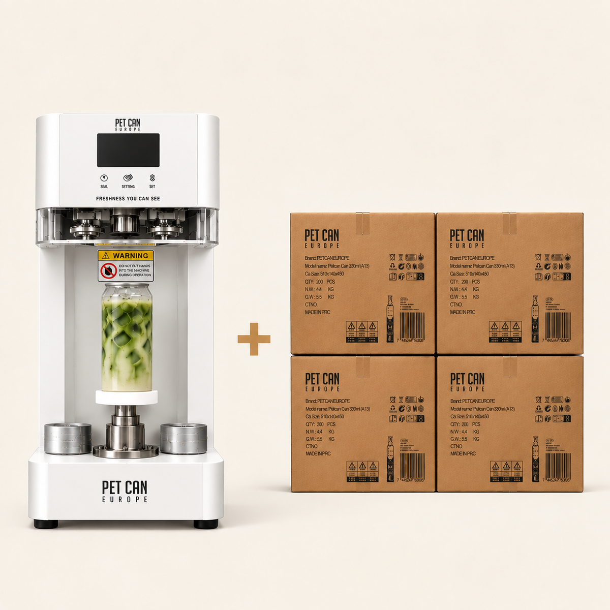 Pro Pack with the automatic PET can sealer in white
